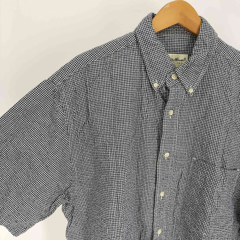 エディーバウアー Eddie Bauer 90-00S 白タグ ギンガムチェック B.D S/S シアサッカー コットン シャツ メンズ import:M