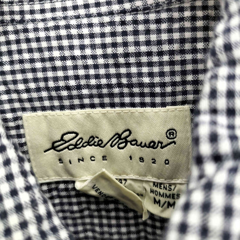 エディーバウアー Eddie Bauer 90-00S 白タグ ギンガムチェック B.D S/S シアサッカー コットン シャツ メンズ import:M