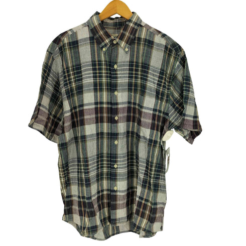 エディーバウアー Eddie Bauer 90-00S 白タグ マドラス チェック B.D S/S シャツ メンズ import:M