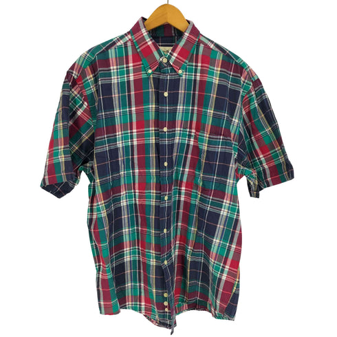エディーバウアー Eddie Bauer 90-00S 白タグ 台湾製 マドラス チェック B.D S/S シャツ メンズ import:M
