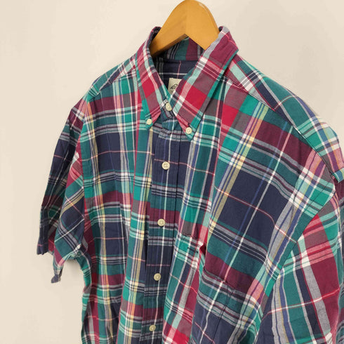 エディーバウアー Eddie Bauer 90-00S 白タグ 台湾製 マドラス チェック B.D S/S シャツ メンズ import:M
