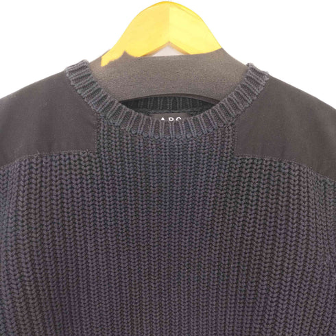 アーペーセー A.P.C. ショルダーフェイクスエードパッチ コットンローゲージニット メンズ import:M