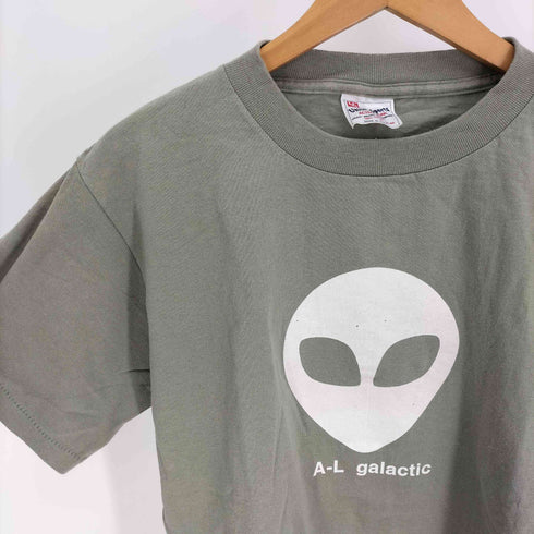 ユナイテッドスポーツ UNITED SPORTS 90S USA製 A-L galactic エイリアン 宇宙人 プリント S/S Tシャツ シングルステッチ メンズ import:M