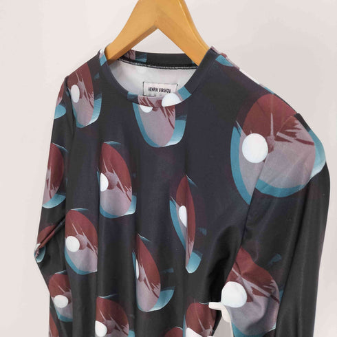 ヘンリックヴィブスコブ Henrik Vibskov 総柄 ポリ ストレッチ L/S クルーネック カットソー レディース import:S