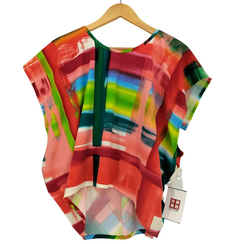 イッセイミヤケ ISSEY MIYAKE 変形 アシンメトリー チェック ノースリーブ カットソー レディース 2
