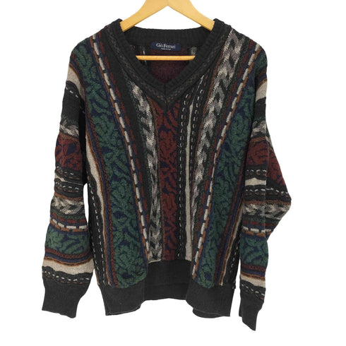 MADE IN ITALY 総柄3DVネックニット メンズ JPN:M