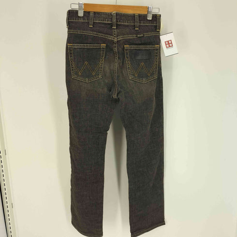 ラングラー Wrangler AUTHENTIC WESTERN JEANS ロゴ 型押し パッチ 5ポケット ブラック デニム パンツ メンズ 28