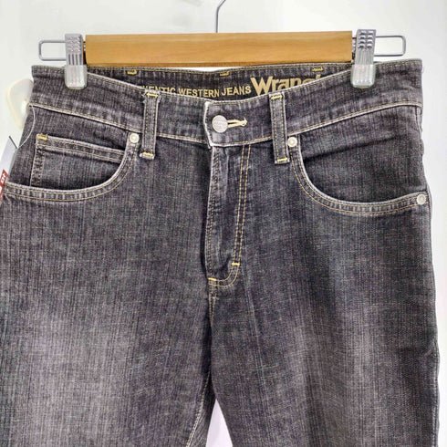 ラングラー Wrangler AUTHENTIC WESTERN JEANS ロゴ 型押し パッチ 5ポケット ブラック デニム パンツ メンズ 28