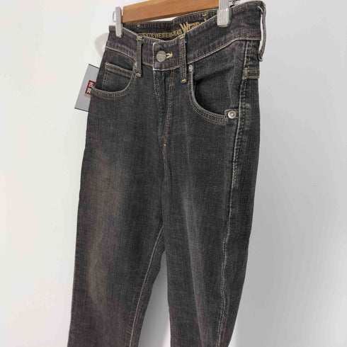 ラングラー Wrangler AUTHENTIC WESTERN JEANS ロゴ 型押し パッチ 5ポケット ブラック デニム パンツ メンズ 28