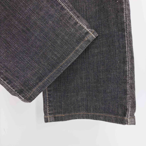 ラングラー Wrangler AUTHENTIC WESTERN JEANS ロゴ 型押し パッチ 5ポケット ブラック デニム パンツ メンズ 28