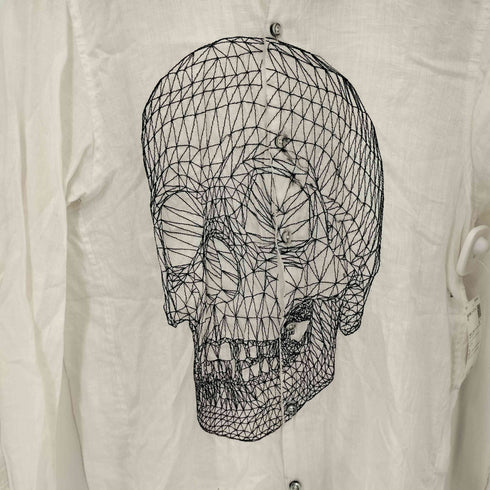 MAXSIX 日本製 フロントスカルデザイン リネン L/S シャツ メンズ JPN:L