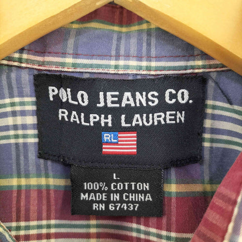 ポロジーンズカンパニーラルフローレン POLO JEANS COMPANY RALPH LAUREN 半袖チェックシャツ メンズ import:L