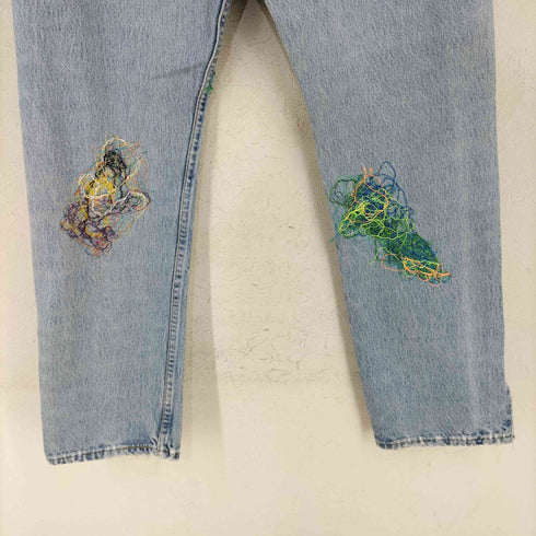 リーバイス Levis 90S 501ストレートデニムパンツ リメイク加工 ボタン裏555 バレンシア工場 メンズ 29inch