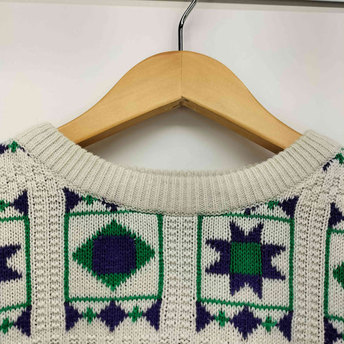 90-00S 総柄 コットン ニット セーター メンズ import:XS