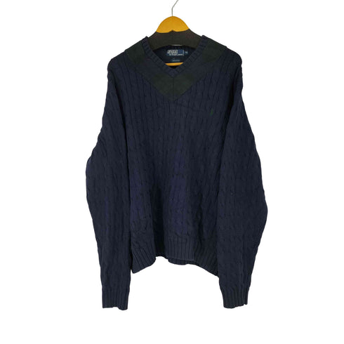 ポロバイラルフローレン Polo by RALPH LAUREN 90s スモールポニー刺繍 ケーブルコットンニット メンズ JPN:XL