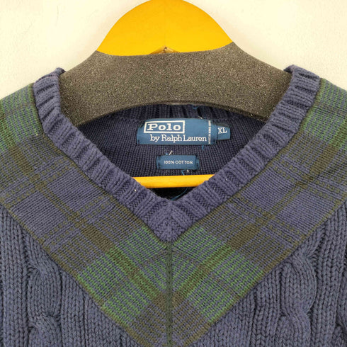 ポロバイラルフローレン Polo by RALPH LAUREN 90s スモールポニー刺繍 ケーブルコットンニット メンズ JPN:XL