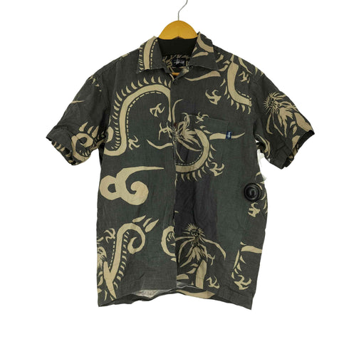 ステューシー Stussy 90s MADE IN USA 紺タグ ドラゴン アロハシャツ メンズ JPN:S