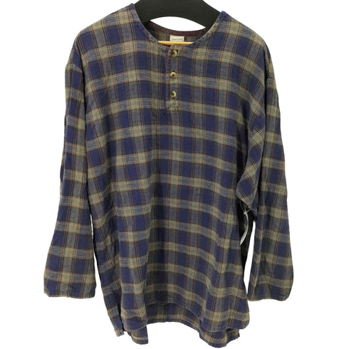 Great Land チェック ノーカラー グランパシャツ メンズ import:XL