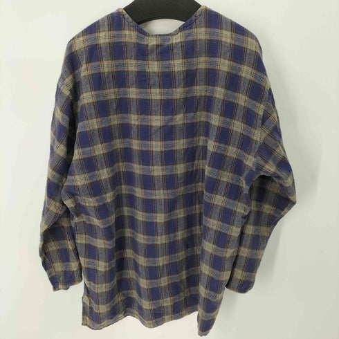 Great Land チェック ノーカラー グランパシャツ メンズ import:XL