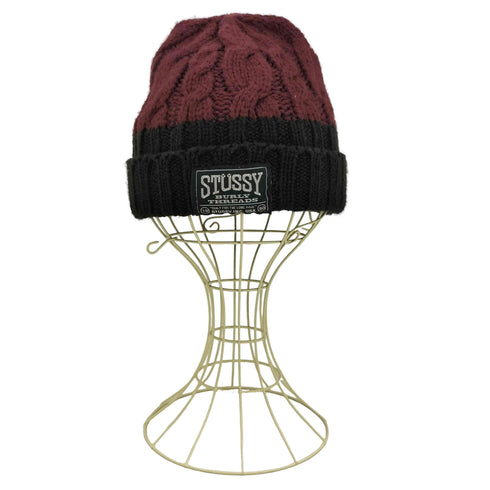 ステューシー Stussy ケーブル編み バイカラー ニット帽 ビーニー メンズ