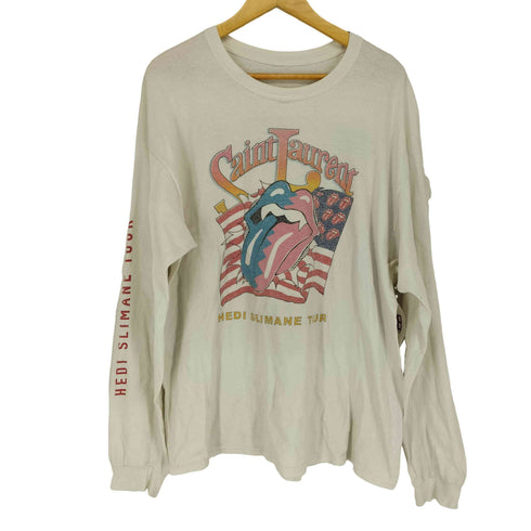 両面プリントクルーネック LS Tシャツ メンズ