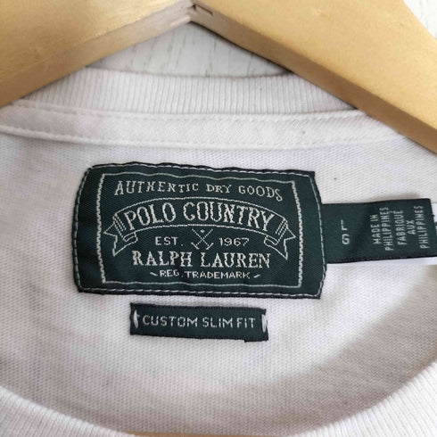 ポロカントリーラルフローレン POLO COUNTRY RALPH LAUREN CUSTOM SLIM FIT POLO BEAR ポロベア プリント モチーフ刺繍 Tシャツ メンズ import:L