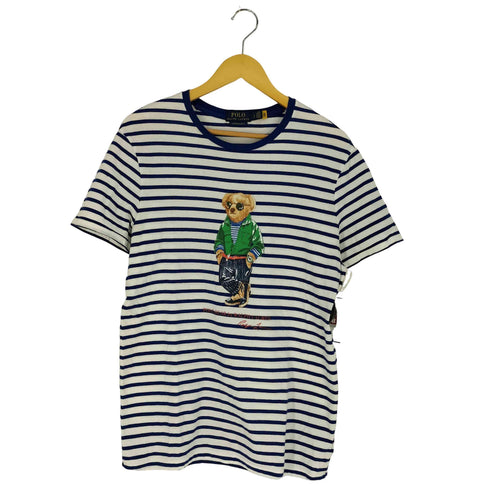 ポロラルフローレン POLO RALPH LAUREN CUSTOM SLIM FIT POLO BEAR ポロベア プリント ボーダー Tシャツ メンズ import:L