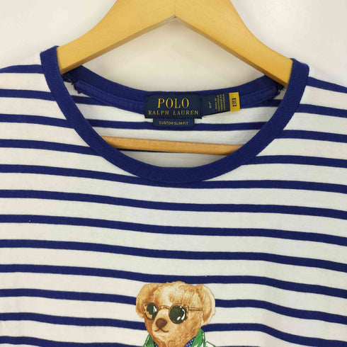 ポロラルフローレン POLO RALPH LAUREN CUSTOM SLIM FIT POLO BEAR ポロベア プリント ボーダー Tシャツ メンズ import:L
