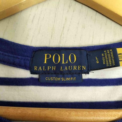 ポロラルフローレン POLO RALPH LAUREN CUSTOM SLIM FIT POLO BEAR ポロベア プリント ボーダー Tシャツ メンズ import:L