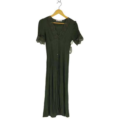 ザラ ZARA レース Vネック シャツ ワンピース レディース import:XS