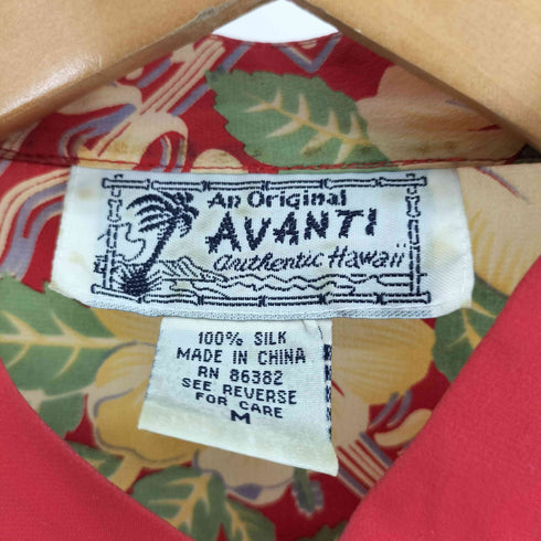 アヴァンティ AVANTI ハイビスカス柄 シルク チャイナ アロハ シャツ レディース import:M