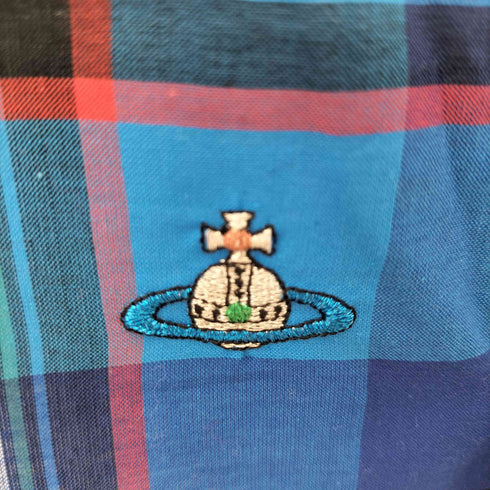 ヴィヴィアンウエストウッド Vivienne Westwood オーブロゴ刺繍 チェック柄 ハンカチ メンズ