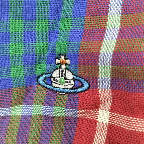 ヴィヴィアンウエストウッド Vivienne Westwood オーブロゴ刺繍 ロゴデザイン チェック柄 ハンカチ メンズ