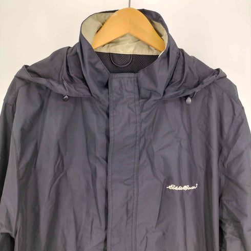 エディーバウアー Eddie Bauer 00S ロゴ 刺繍 裏地 メッシュ パッカブル フード ポリ― ハーフ コート メンズ import:M