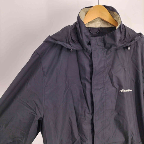 エディーバウアー Eddie Bauer 00S ロゴ 刺繍 裏地 メッシュ パッカブル フード ポリ― ハーフ コート メンズ import:M