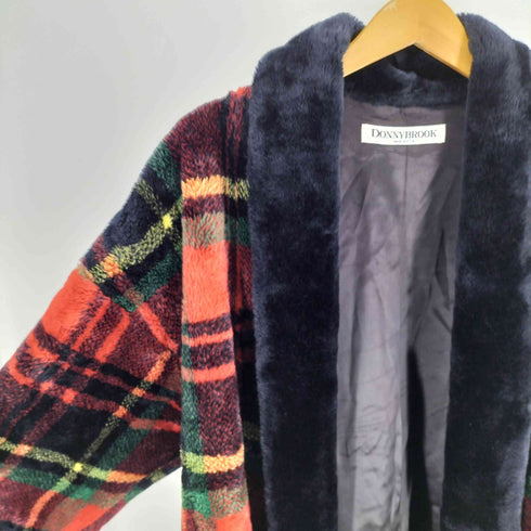 ドニーブルック DONNYBROOK USA製 タータンチェック ボア フリース ガウンコート レディース import:M