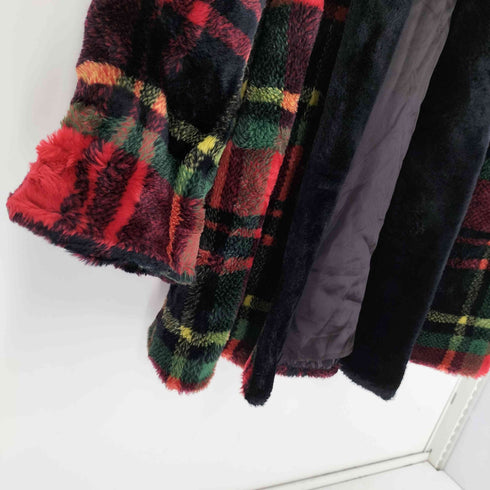 ドニーブルック DONNYBROOK USA製 タータンチェック ボア フリース ガウンコート レディース import:M