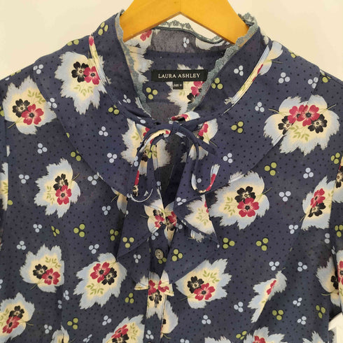 ローラアシュレイ LAURA ASHLEY 花柄 ドット 総柄 フリル ネック ブラウス レディース 11