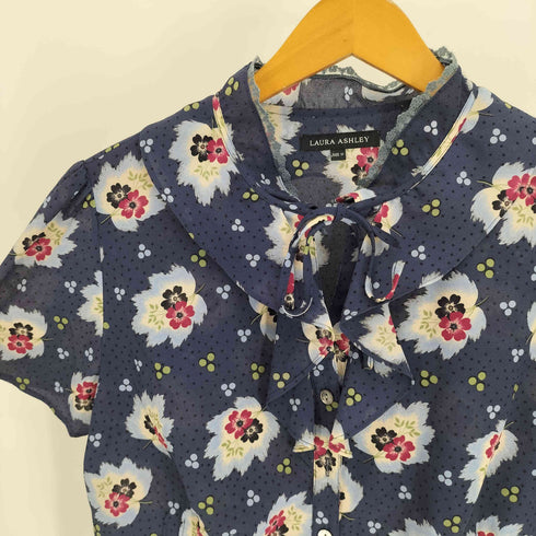 ローラアシュレイ LAURA ASHLEY 花柄 ドット 総柄 フリル ネック ブラウス レディース 11