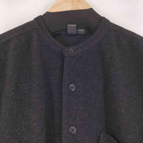 バナナリパブリック BANANA REPUBLIC 90S-00S ウール混 L/S バンドカラーシャツ メンズ import:M