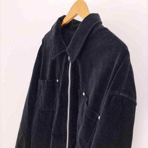 デニムアンドコー Denim&Co リベット ポケット コットン ベロア ジップアップ シャツ ジャケット ビッグサイズ メンズ 3X