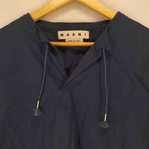 マルニ MARNI 19SS アシンメトリーデザイン ノーカラー スキッパー 半袖シャツ メンズ 48
