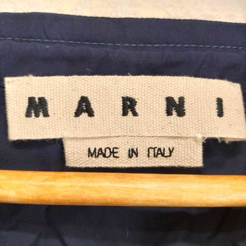 マルニ MARNI 19SS アシンメトリーデザイン ノーカラー スキッパー 半袖シャツ メンズ 48