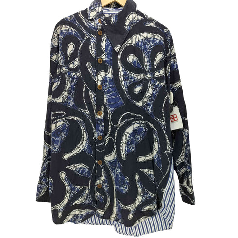 ヴィヴィアンウエストウッドマン Vivienne Westwood MAN ペイズリー柄 ストライプ柄 ドッキング アシンメトリーカラー ロングスリーブシャツ メンズ EUR:46