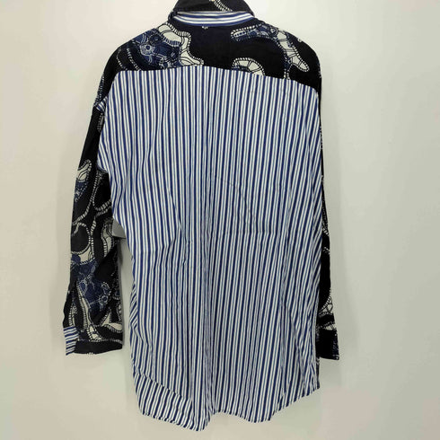 ヴィヴィアンウエストウッドマン Vivienne Westwood MAN ペイズリー柄 ストライプ柄 ドッキング アシンメトリーカラー ロングスリーブシャツ メンズ EUR:46