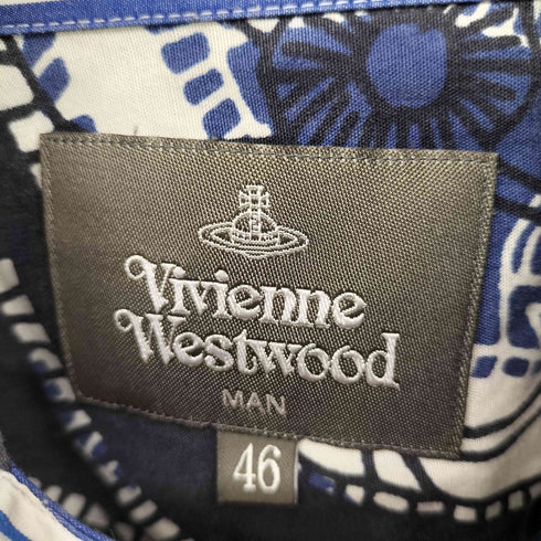 ヴィヴィアンウエストウッドマン Vivienne Westwood MAN ペイズリー柄 ストライプ柄 ドッキング アシンメトリーカラー ロングスリーブシャツ メンズ EUR:46
