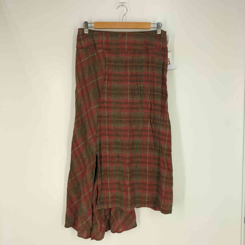 マックスマーラウィークエンド MAX MARA WEEKEND チェック柄 リネン スリット アシンメトリー スカート レディース 44