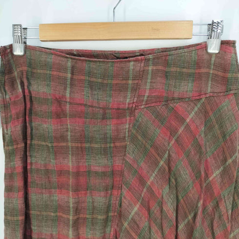 マックスマーラウィークエンド MAX MARA WEEKEND チェック柄 リネン スリット アシンメトリー スカート レディース 44