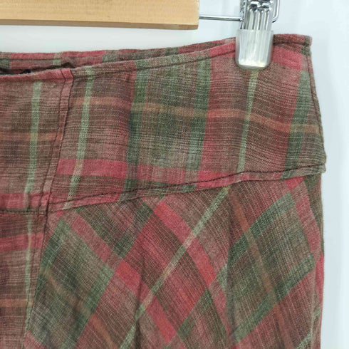 マックスマーラウィークエンド MAX MARA WEEKEND チェック柄 リネン スリット アシンメトリー スカート レディース 44
