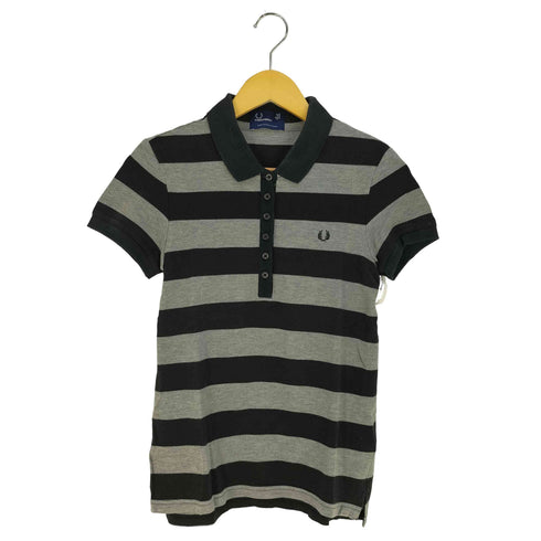 フレッドペリー FRED PERRY ロゴ刺繍 ボーダー コットンピケ 鹿の子 ポロシャツ レディース EUR:40